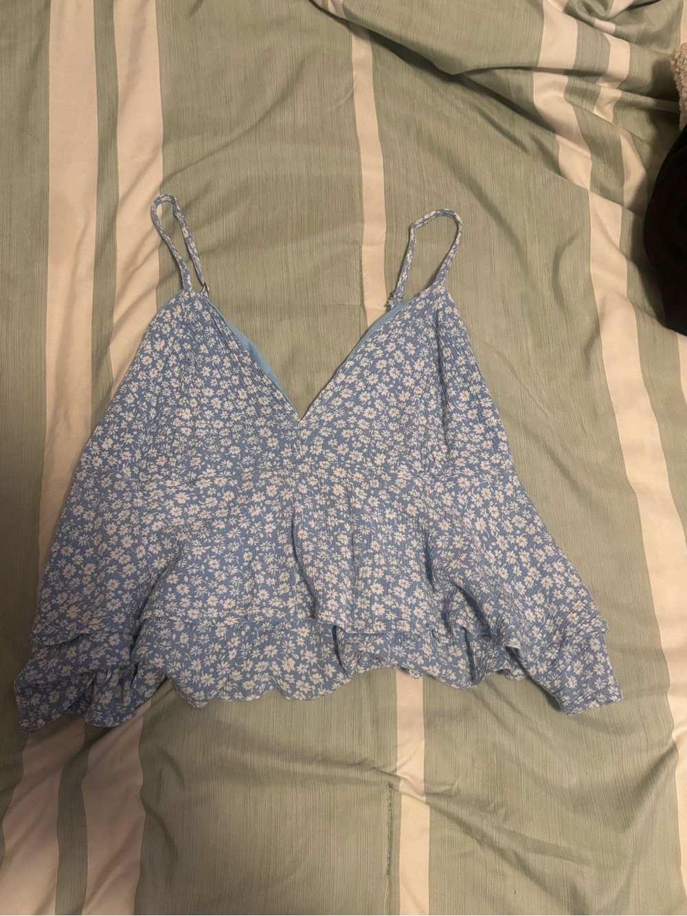 Ocean Drive Light Blue Floral Ruffle Cami